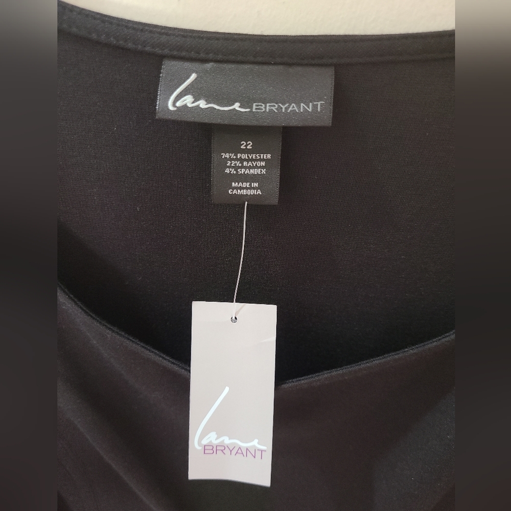 Lane Bryant Sleeveless Midi Dress Zipper Detail Black Sz 22 NWT - Picture 2 of 13